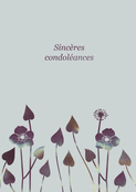 Sinc&egrave;res condol&eacute;ances avec fleurs d&eacute;licates